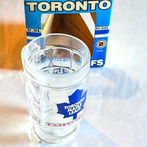 Vintage Toronto Maple Leafs NHL Crystal Glass Beer Stein 20oz Imported Glassware